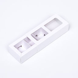 Цена за 5 шт. Упаковка с обечайкой для 3 конфет, с окном, белый 13x5x3,3 см - UPAK LAND фото 3