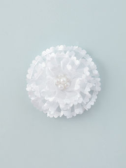 Цена за 6 шт. Бант для волос на резинке «Школьница», цветок жемчужный, d=8 см, белый