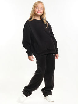 Костюм спортивный для девочки теплая школьная форма с начесом 22-7318 черный - Mini maxi фото 6