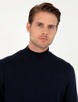 Lacivert Slim Fit Yar_m Bal_k__ Yaka Basic Triko Kazak - Pierre cardin фото 2