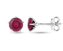 Серьги, 2 рубин корунд круг 6 мм 2.38ct, Гвоздики3