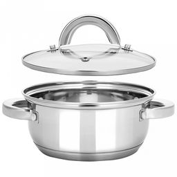 Кастрюля из нержавеющей стали "Rondy" 1,5л, д17,5см, h13см, s0,5мм, дно s3мм, стеклянная крышка, пятислойное дно, подарочная коробка, "Appetite" (Китай)