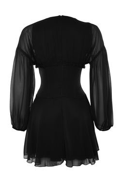 Trendyolmilla Siyah A-Kesim Dokuma Sifon K?sa Elbise TPRAW24EL00040  фото 8
