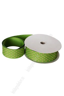 Лента репсовая в горох 3,8 см*35 ярд (с проволокой по краям) 38-022