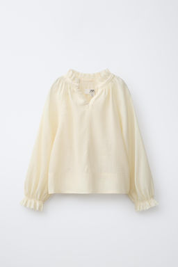 CAMISA VOLANTE CON RAMIO / Mantequilla - Zara фото 2