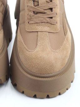 04-P117-2C BEIGE Кроссовки демисезонные женские (натуральная замша, натуральная кожа, текстиль)
