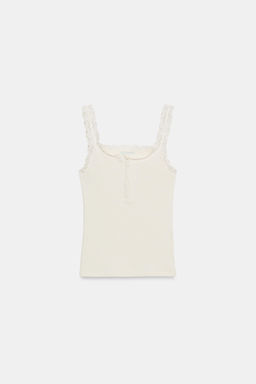TOP PANADERO ENCAJE / Blanco roto - Zara фото 2