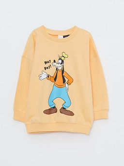Bisiklet Yaka Uzun Kollu Goofy Bask?l? Erkek Bebek Sweatshirt - Waikiki фото 3