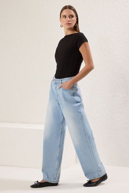 Trendyolmilla K?rm?z? Kay?k Yaka Fitted/Vucuda Oturan Pamuklu Esnek Orme Bluz TWOSS25BZ00285 фото 6