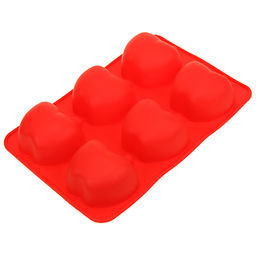 Форма силиконовая для выпекания "Яблоко - 6 штук" 26х17см h4см, цвета микс (Китай)