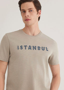 ?stanbul Bask?l? Gri Ti??rt - Mavi фото 2