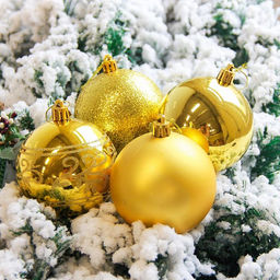 Ёлочные игрушки Узор ассорти, шары новогодние, d=8 см, набор 6 шт., золотистый