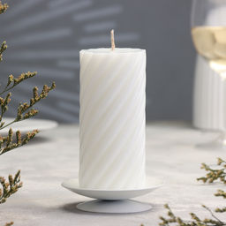 Подсвечник на 1 свечу «Лотос», металл, 7.5×2 см, белый