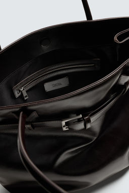 BOLSO SHOPPER PIEL CINTUR?N / Marr?n - Zara фото 8