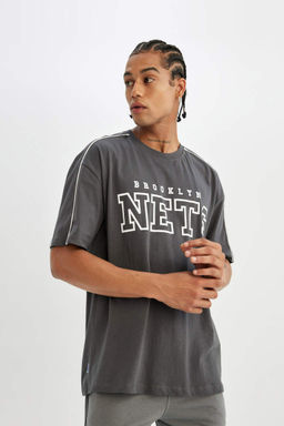 DeFactoFit Футболка Oversize с круглым вырезом и короткими рукавами NBA Brooklyn Nets  фото 4