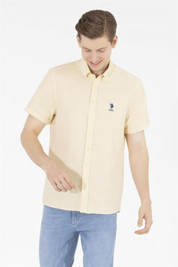 U. S. Polo Assn / Мужская светло-желтая рубашка с коротким рукавом - U.s. polo assn фото 8