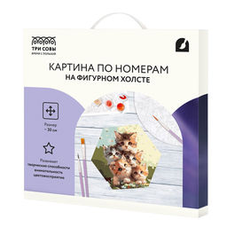 Картина по № на фигурном холсте 30х40см "Пять милых котят" форма "многоугольник" (FCF30_00011) с акрил. красками