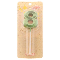 Цена за 3 шт. Свеча в торт на шпажке «Цифра 8», зеленая, 5 см