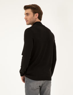 Siyah Slim Fit Yar_m Bal_k__ Yaka Basic Triko Kazak - Pierre cardin фото 5