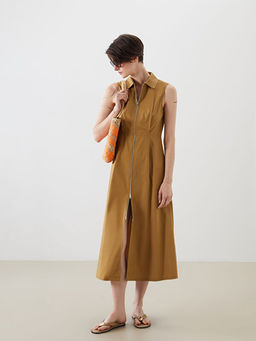 G?mlek Yaka Poplin Elbise