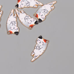 Цена за 6 шт. Декор для творчества металл, эмаль «Котик спит», 2.5×1.3 см