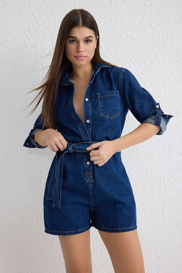 TRENDYOLMILLA Mavi Kusakl? Mini Denim Tulum TWOSS25TU00006 фото 2