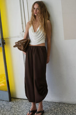 PANTAL?N CULOTTE BAJO AJUSTABLE / Marr?n chocolate - Zara фото 4