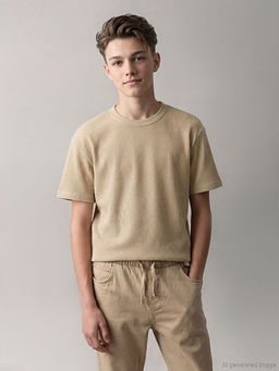 Bisiklet Yaka Erkek ?ocuk Dokulu Ti??rt