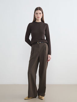 Geni? Pa?a Pileli Kad?n Kuma? Pantolon