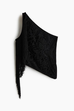Top de un hombro con detalles decorativos