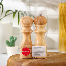 Набор для специй Доляна «Комфорт», 2 предмета: мельница и солонка, бежевый
