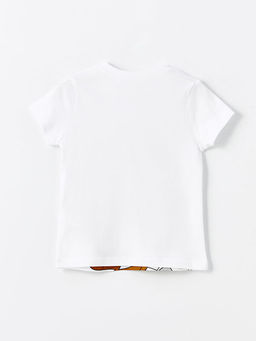 Bisiklet Yaka K?sa Kollu Tazmanya Canavar? Bask?l? Erkek Bebek Ti??rt - Waikiki фото 2