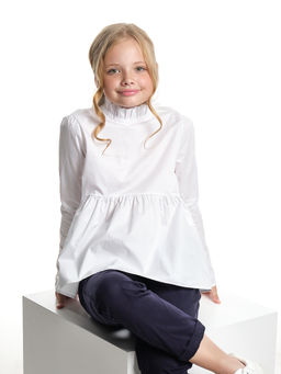 Рубашка для девочки в школу белая UD 7823 белый - Mini maxi фото 7