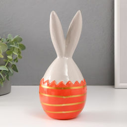 Фигурка керамика Кролик в яйце с полосками, серо-оранжевый, 9.2?9?20.5 см