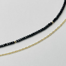 Колье из черной Шпинели с подвеской из Обсидиана 41/44 см +