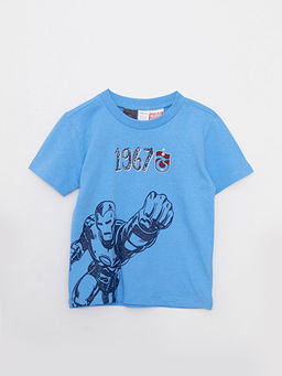 Bisiklet Yaka K?sa Kollu Marvel Bask?l? Pamuklu Taraftar Erkek Bebek Ti??rt