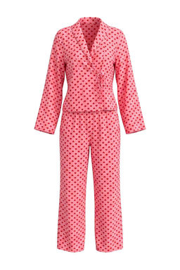 K_rm_z_-Pembe Kalpli Ba_lama Detayl_ Viskon Dokuma Pijama Tak_m_ THMAW22PT0300