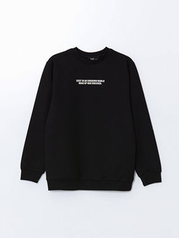 Bisiklet Yaka Bask?l? Erkek ?ocuk Sweatshirt