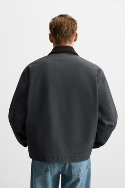 CONTRAST COLLAR CROPPED FIT JACKET - Zara фото 3