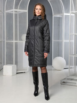 25108 Плащ утепл. черный - Dizzyway фото 2