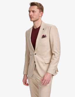 Bej Slim Fit Tak_m Elbise