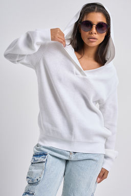 Джемпер хлопковый с капюшоном белый