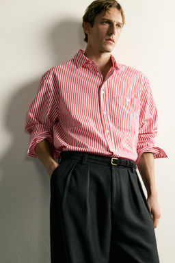CAMISA BOXY FIT RAYAS / Blanco / Rojo - Zara фото 5