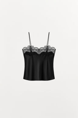 SATIN STRAPPY TOP WITH LACE TRIM - Zara фото 6