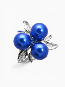 Кольцо для платка «Черничка», синее в серебре