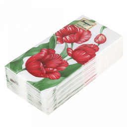 Салфетки бумажные "Bouquet Original de Luxe" 33х33см, 2-х слойные, 20 штук в упаковке, 100% целлюлоза, "Красные тюльпаны" (Россия)