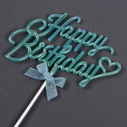 Топпер С днём рождения, с сердцем, цвет голубой перламутр - Страна карнавалия фото 2