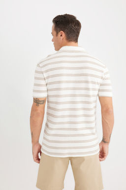 Regular Fit Polo Yaka _izgili K_sa Kollu Triko G_r_n_ml_ Ti__rt