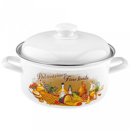 "Италия" Кастрюля эмалированная 3л, форма цилиндрическая, металлическая крышка (Россия)