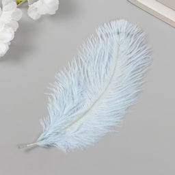 Цена за 10 шт. Перо декоративное страуса "Голубое небо" h=15-20 см
